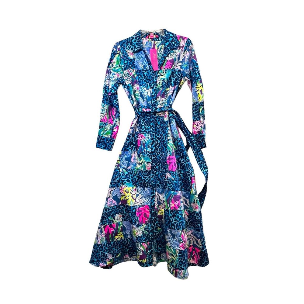 NEW Lilly Pulitzer Mira Shirtdress 2 Pop Up Lilly’s Party Patchwork Full skirt